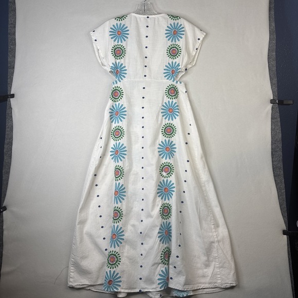 Formula Joven White Embroidered Dress Small Floral Cutout Cotton Boho - Picture 3 of 11
